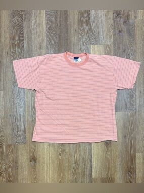 Honora Coral Stripe Short-Sleeve Crewneck Tee